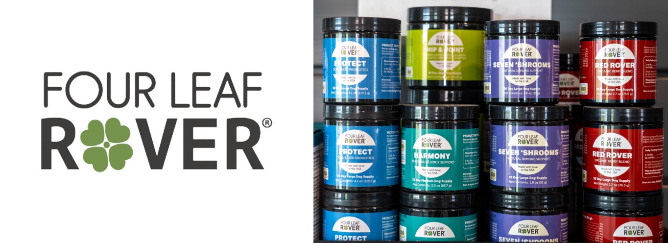 Four Leaf Rover logo with product supplements.