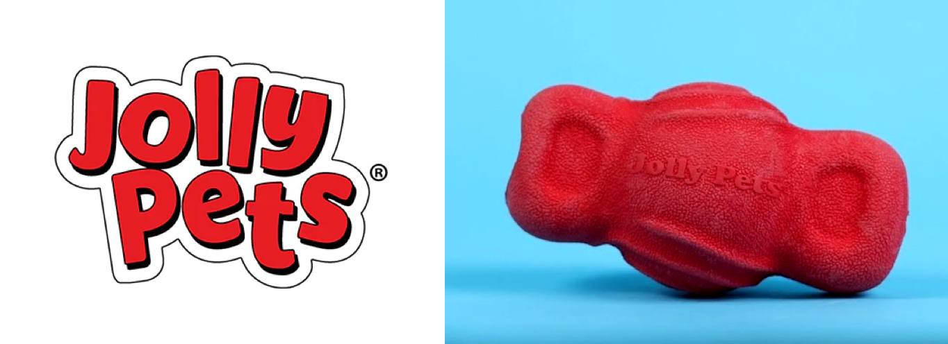 Jolly Pets quality dog toys with logo.